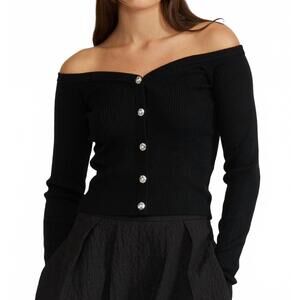 NEW SLIP scout knit top in black